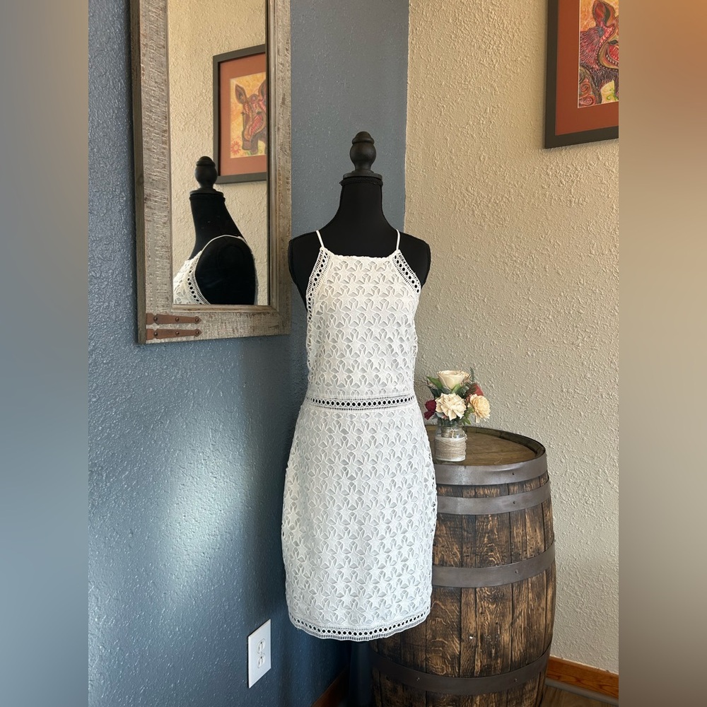 Lulu's White Lace Midi Sheath Dress
